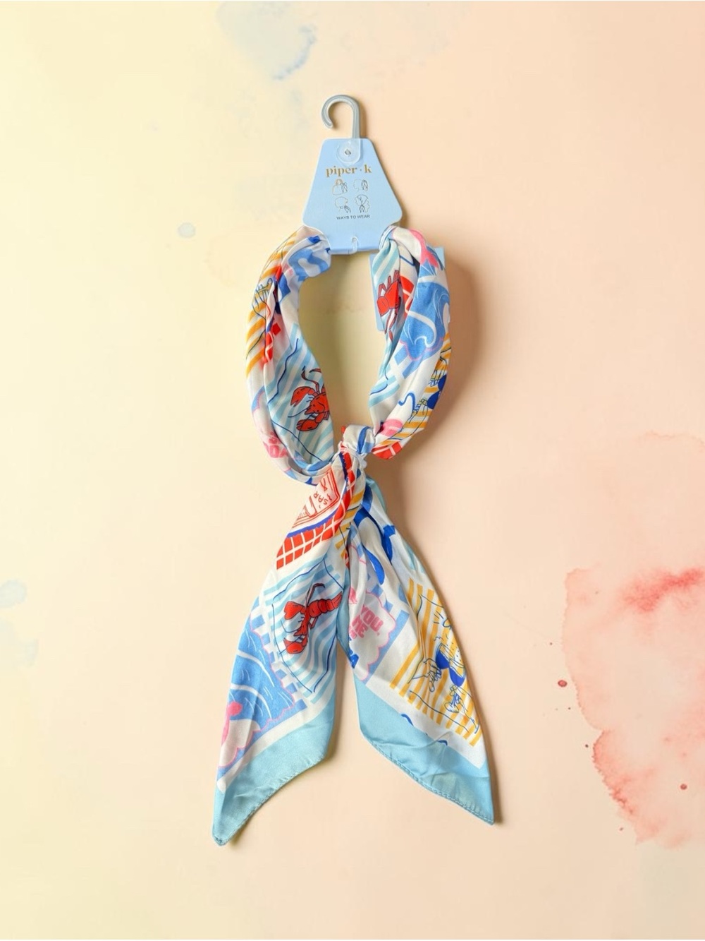 NWT 🦀 Piper K | Lobster Coastal Nautical Ocean Scarf Summer Bag Accessories